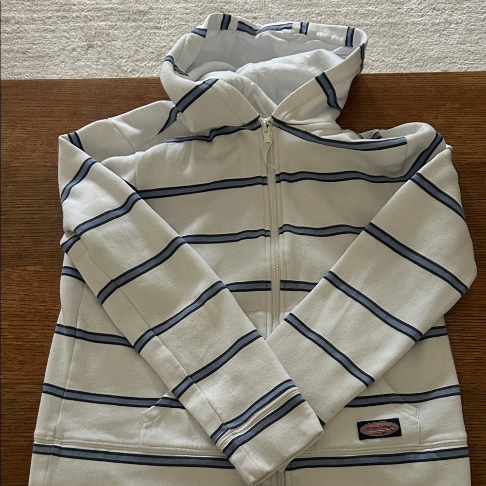 Vineyard vines Kids Striped Hoodie - White and Blue